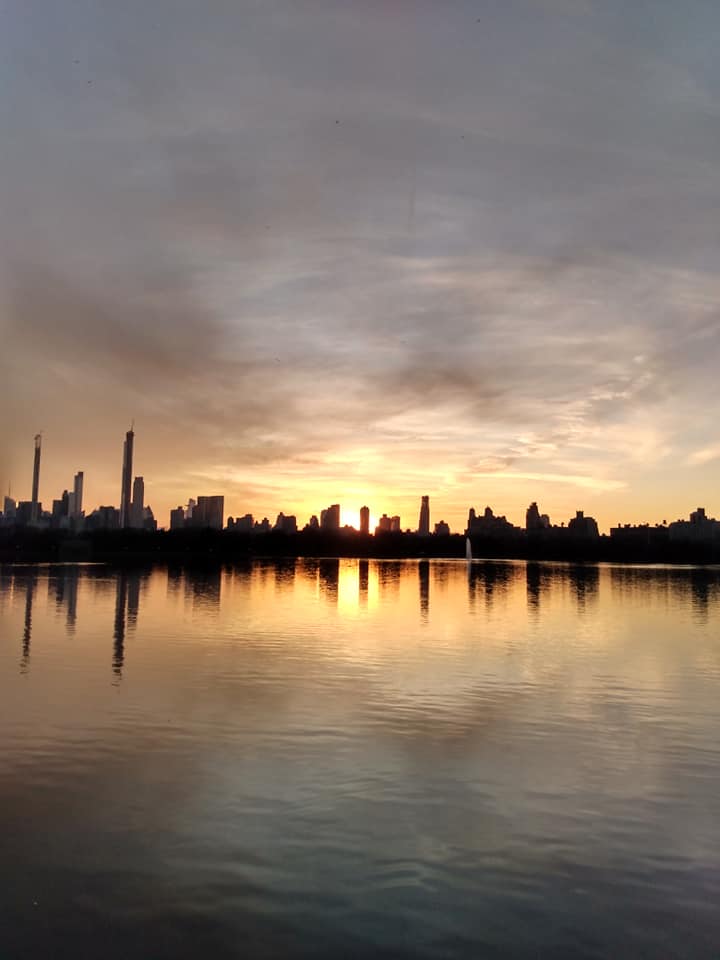 central park water reservoir sunset